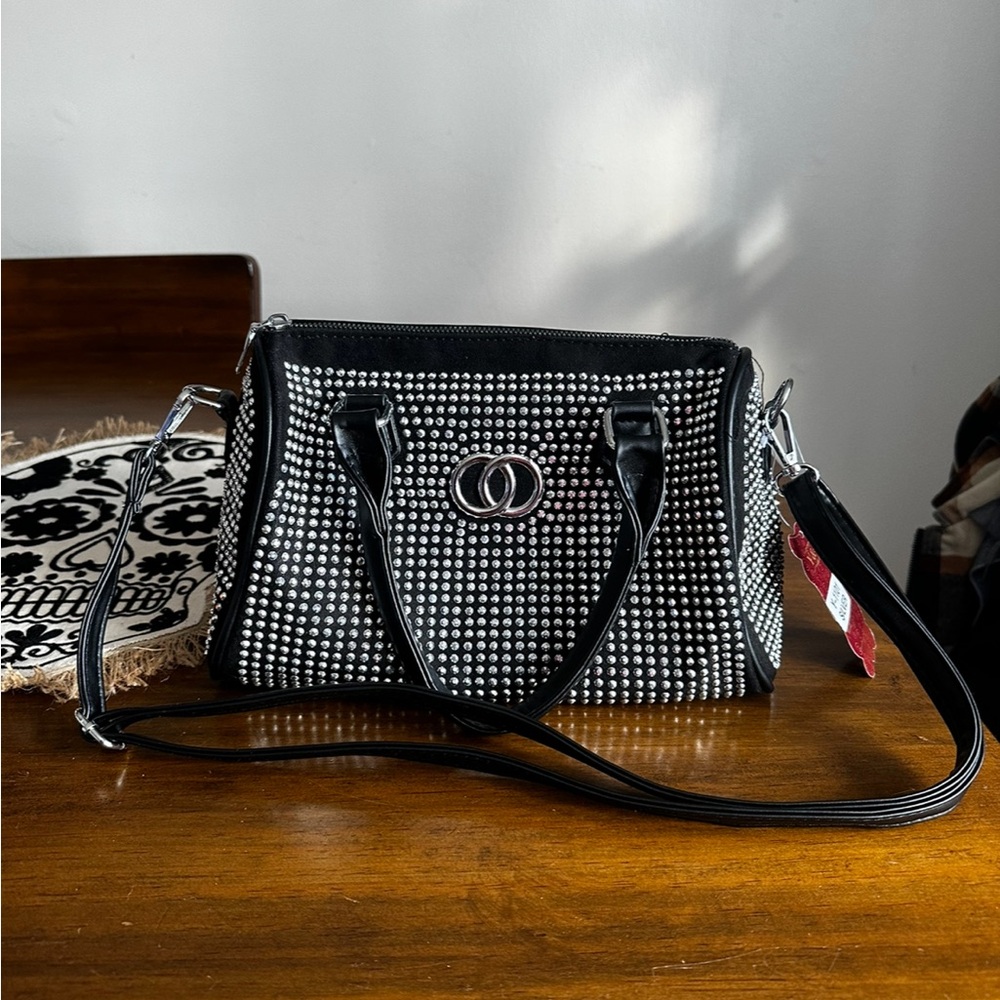 Y&k Black Studded Handbag NWT